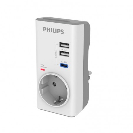 PHILIPS CHP8010W/GRS ΜΟΝΟΠΡΙΖΟ ΑΣΦΑΛΕΙΑΣ ΜΕ 2USB+TYPE-C 3680W 380J