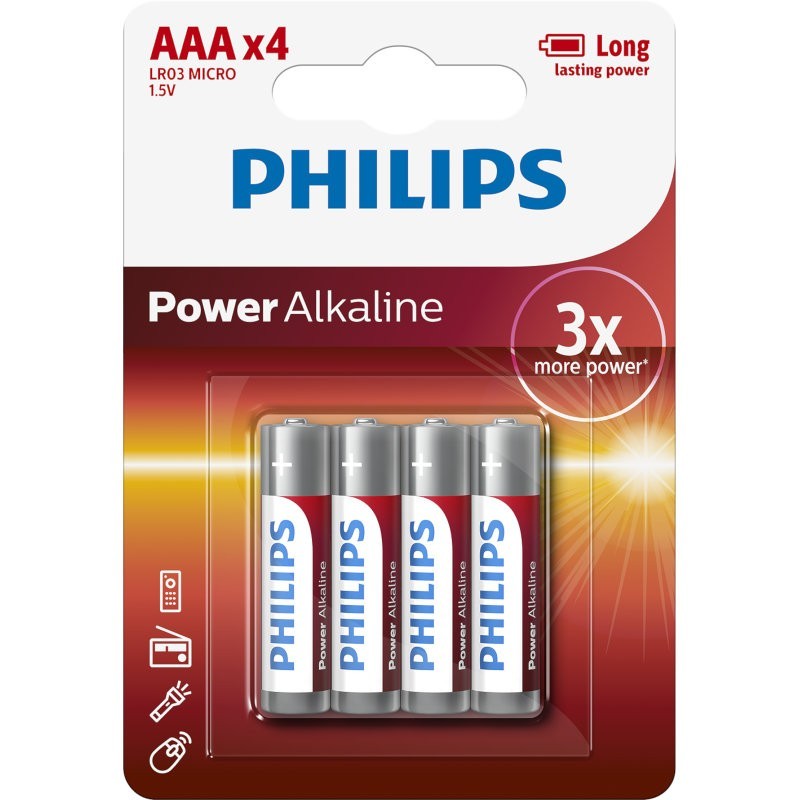 LR03P4B/GRS PHILIPS AAA POWER ALKALINE 4TMX BLISTER